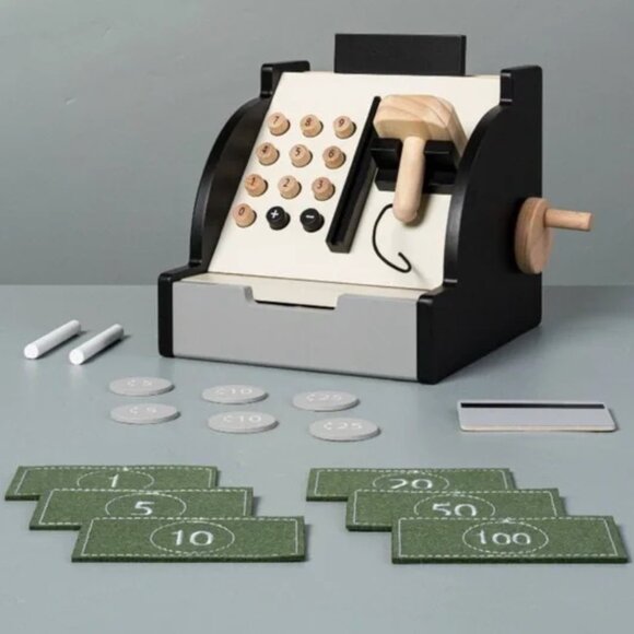 Hearth & Hand with Magnolia: Wooden Cash Register Set Educational Math NEW - Picture 1 of 5